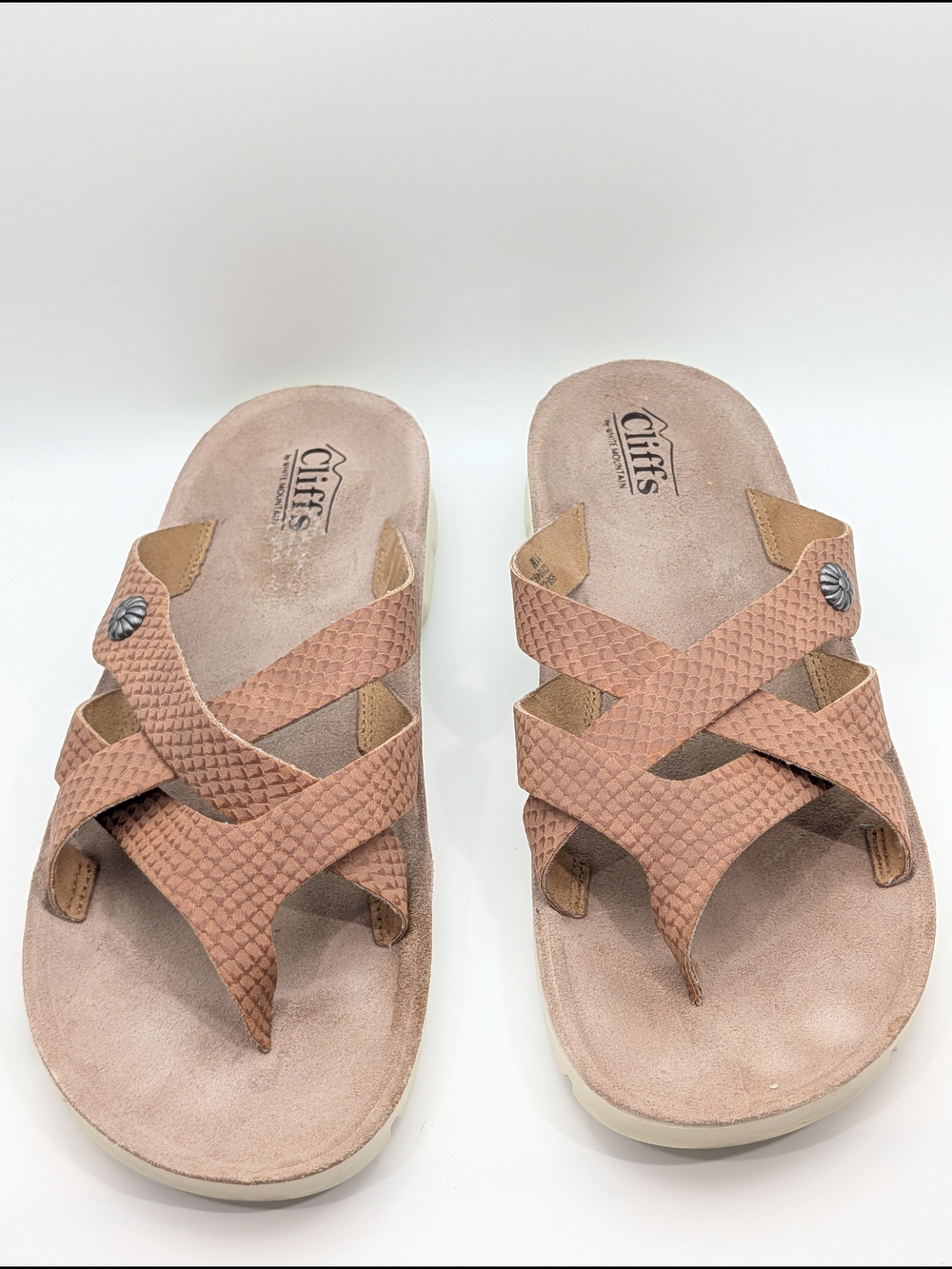 Cliffs by White Mountain Tan Textured Crisscross Sandals